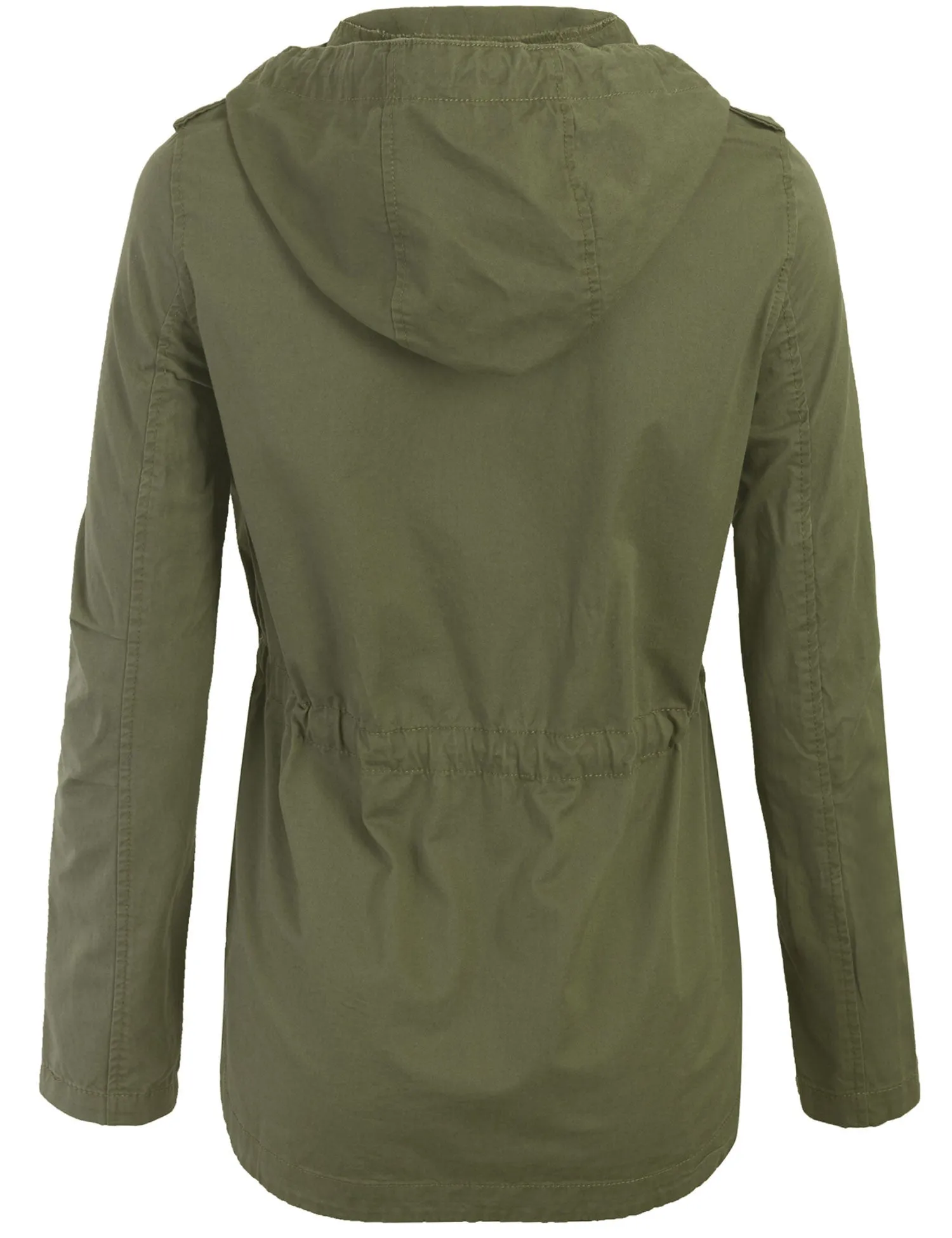 Womens Zip Up Military Anorak Safari Jacket with Hoodie