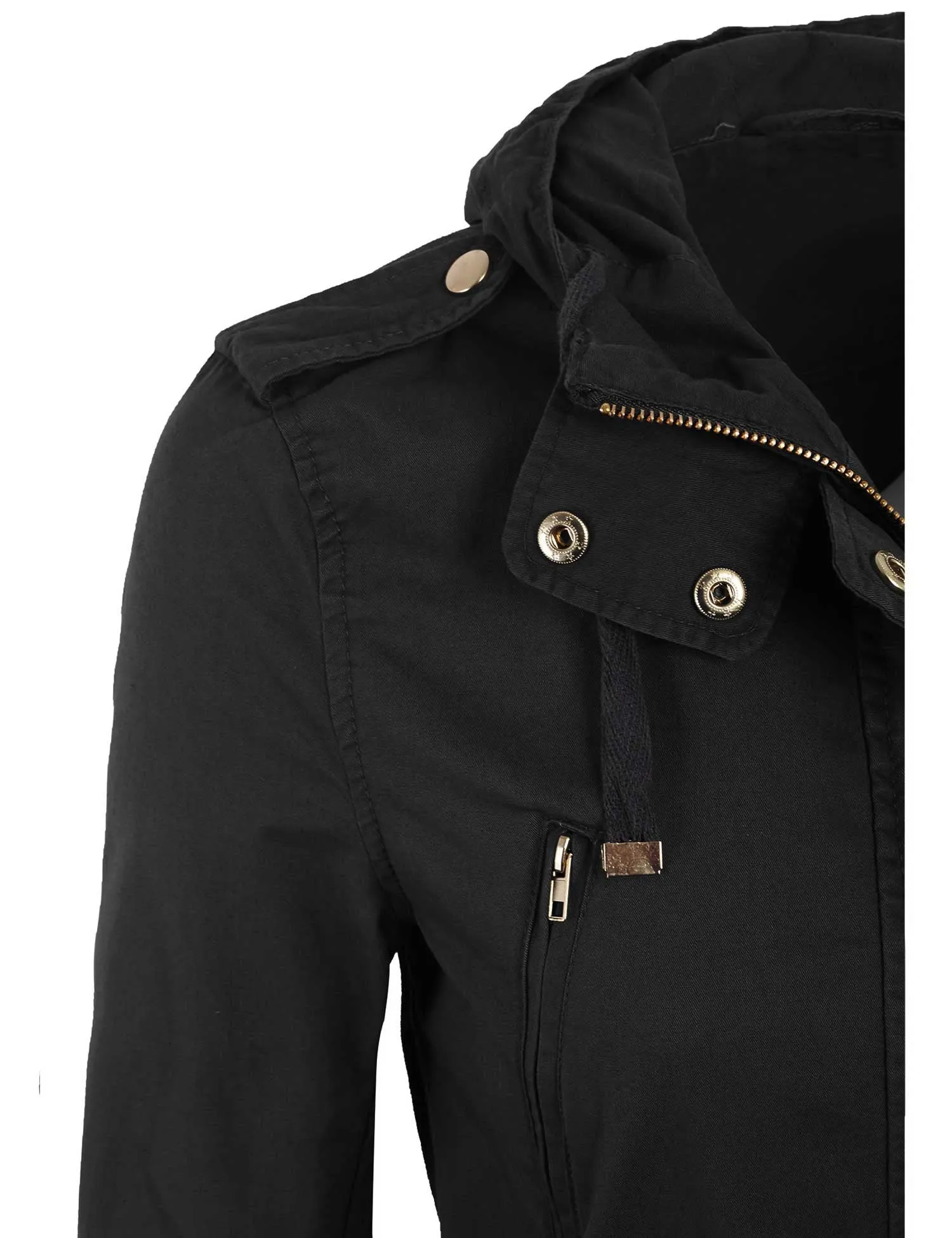 Womens Zip Up Military Anorak Safari Jacket with Hoodie