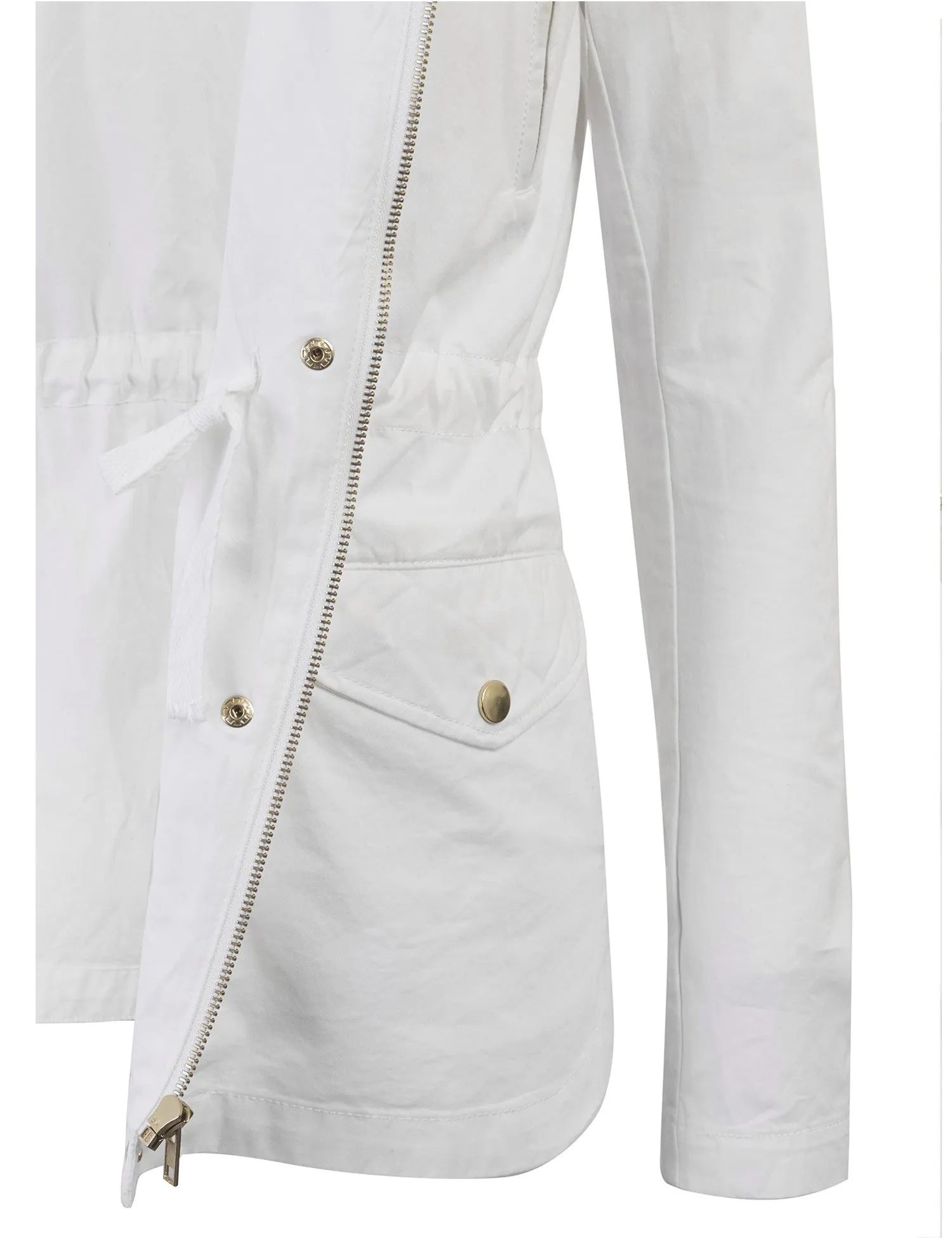 Womens Zip Up Military Anorak Safari Jacket with Hoodie