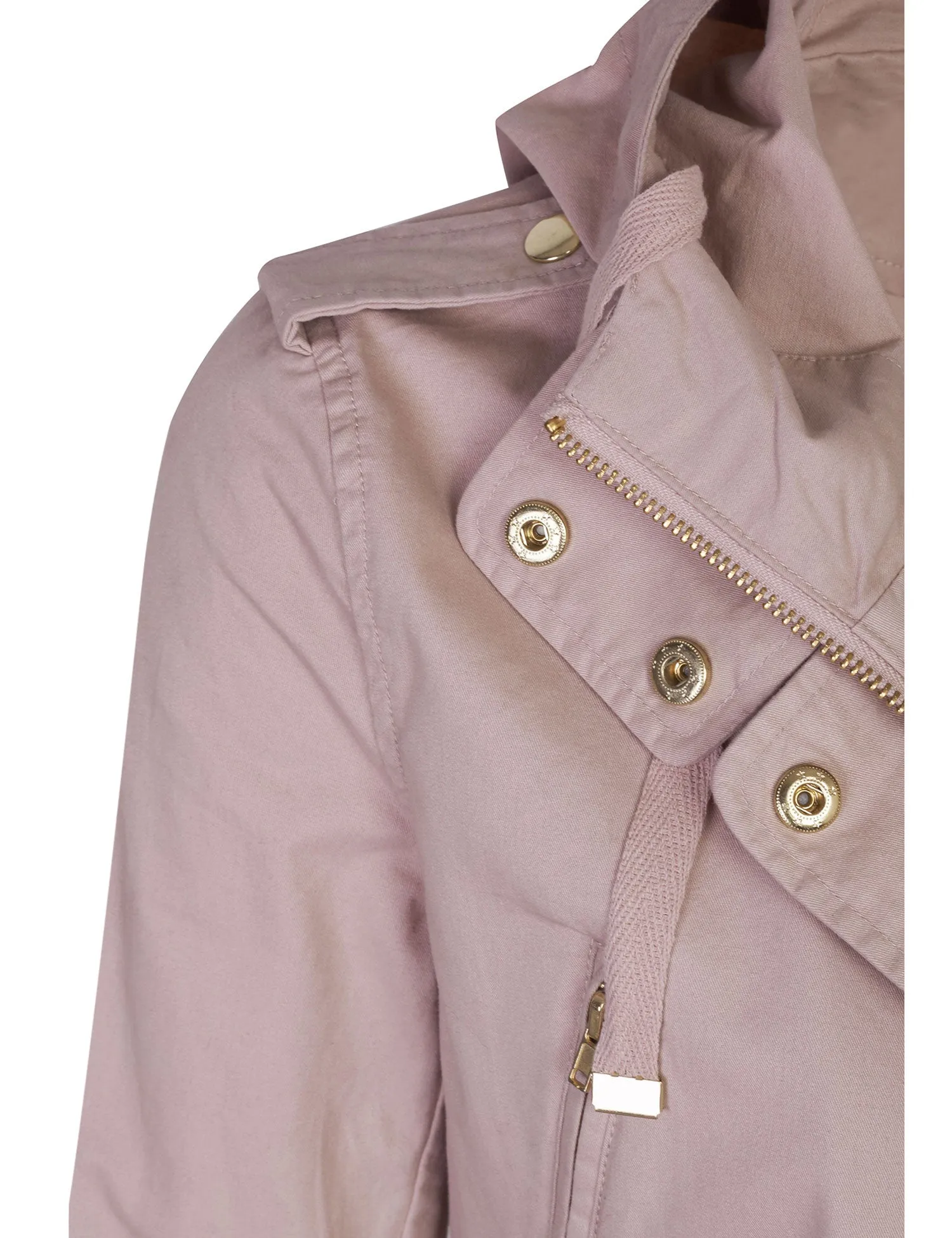 Womens Zip Up Military Anorak Safari Jacket with Hoodie
