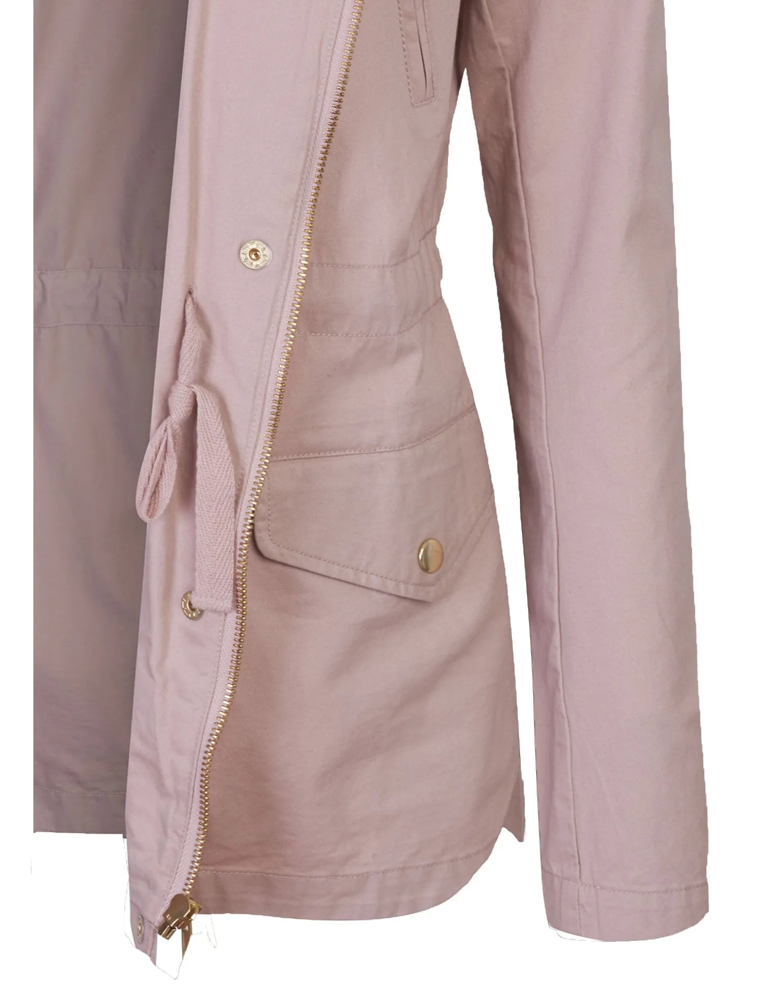 Womens Zip Up Military Anorak Safari Jacket with Hoodie