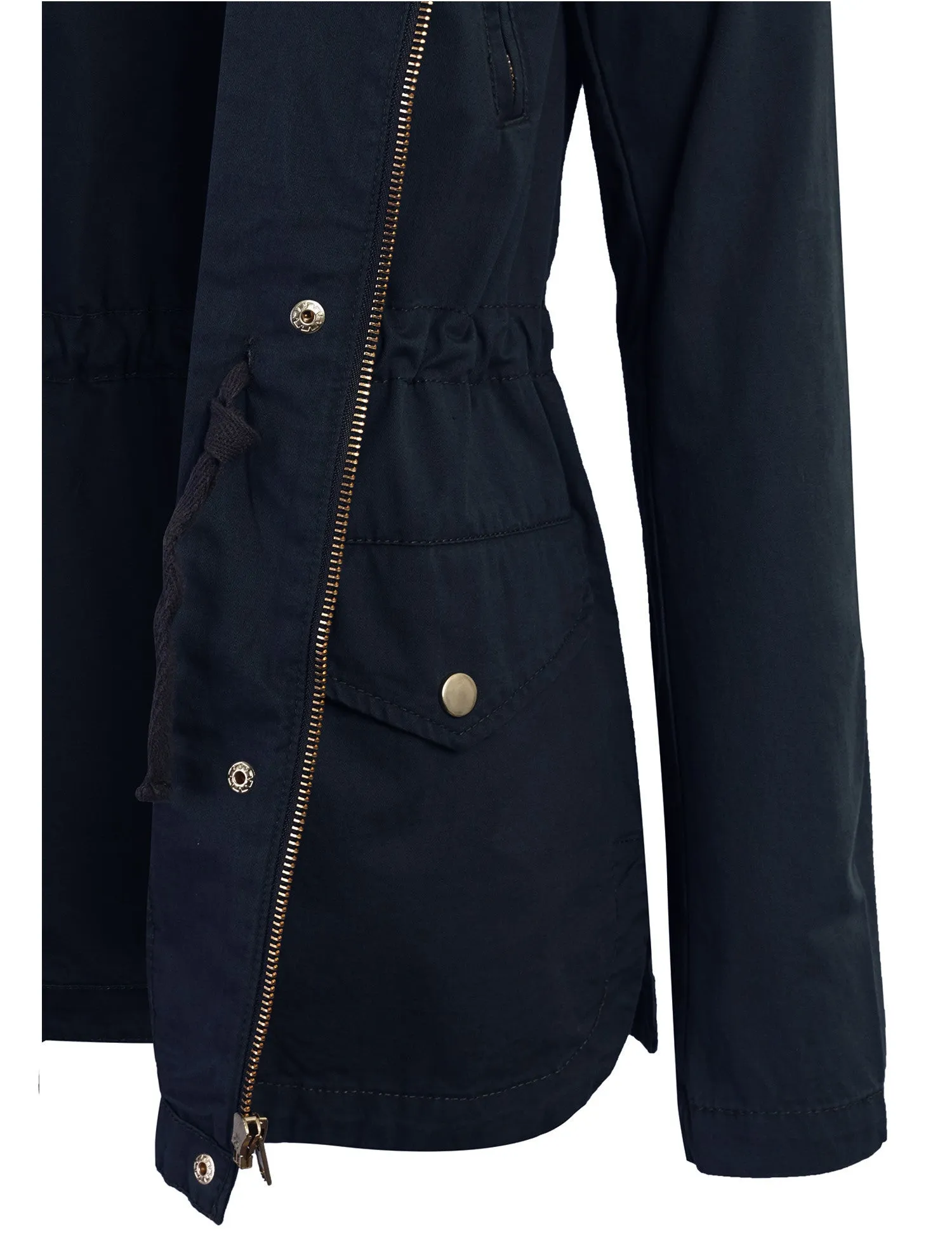 Womens Zip Up Military Anorak Safari Jacket with Hoodie