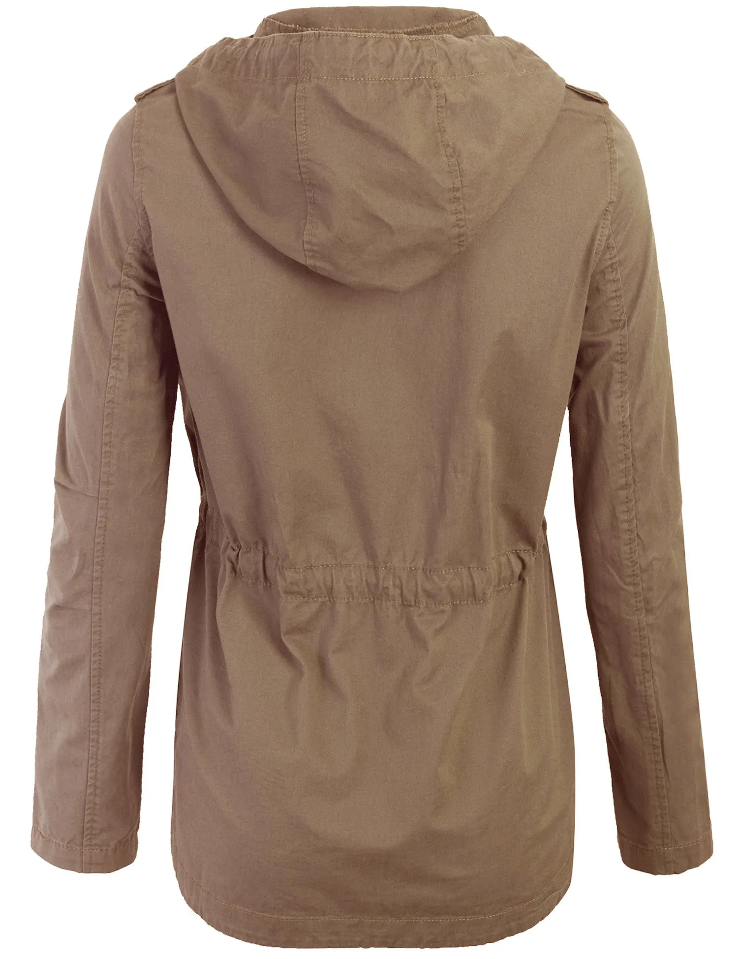 Womens Zip Up Military Anorak Safari Jacket with Hoodie