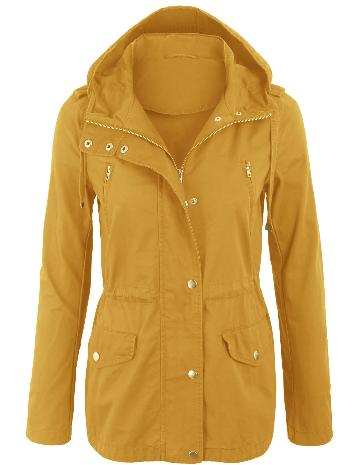 Womens Zip Up Military Anorak Safari Jacket with Hoodie