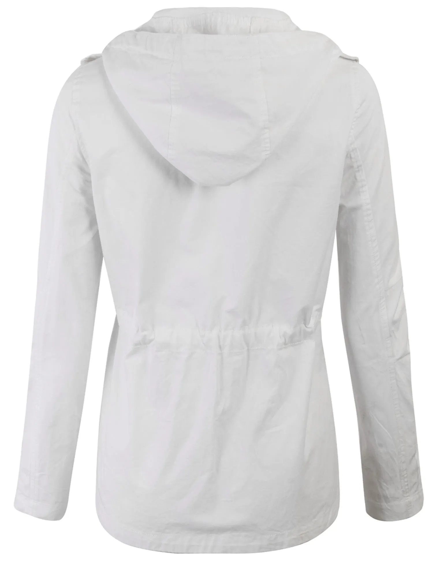 Womens Zip Up Military Anorak Safari Jacket with Hoodie