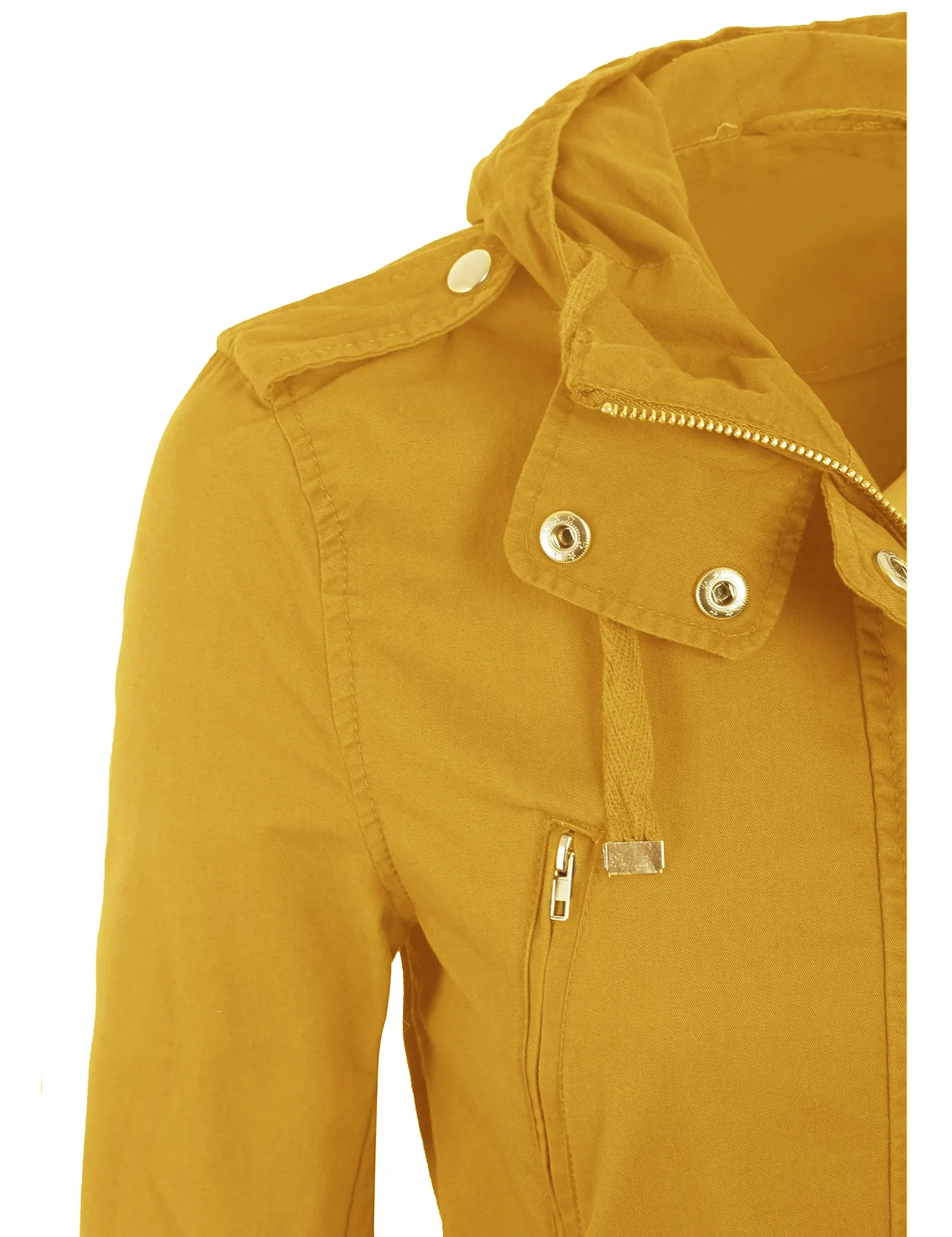 Womens Zip Up Military Anorak Safari Jacket with Hoodie