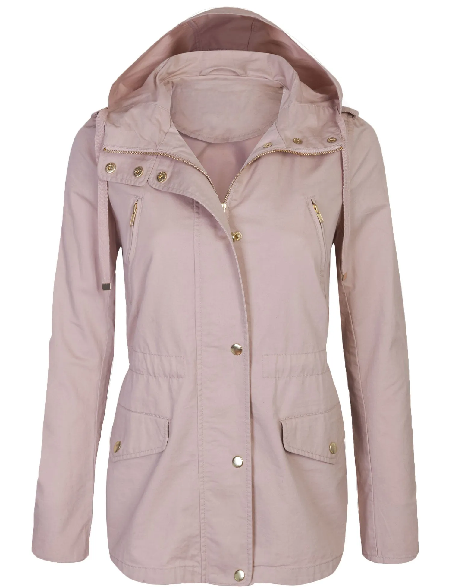 Womens Zip Up Military Anorak Safari Jacket with Hoodie