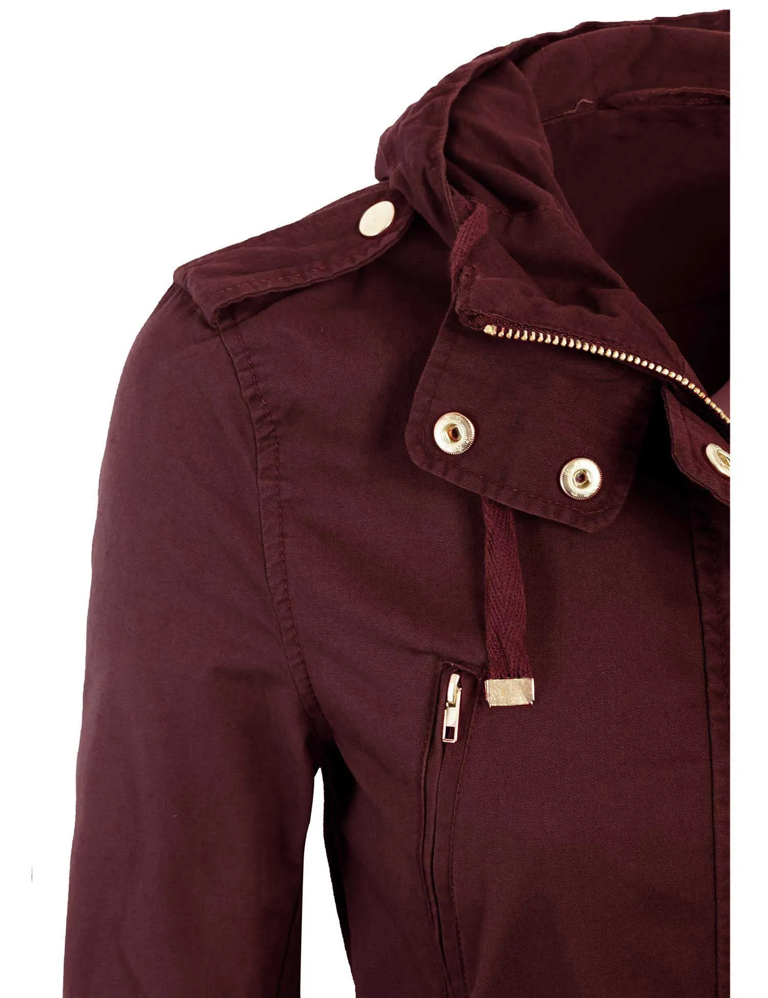 Womens Zip Up Military Anorak Safari Jacket with Hoodie