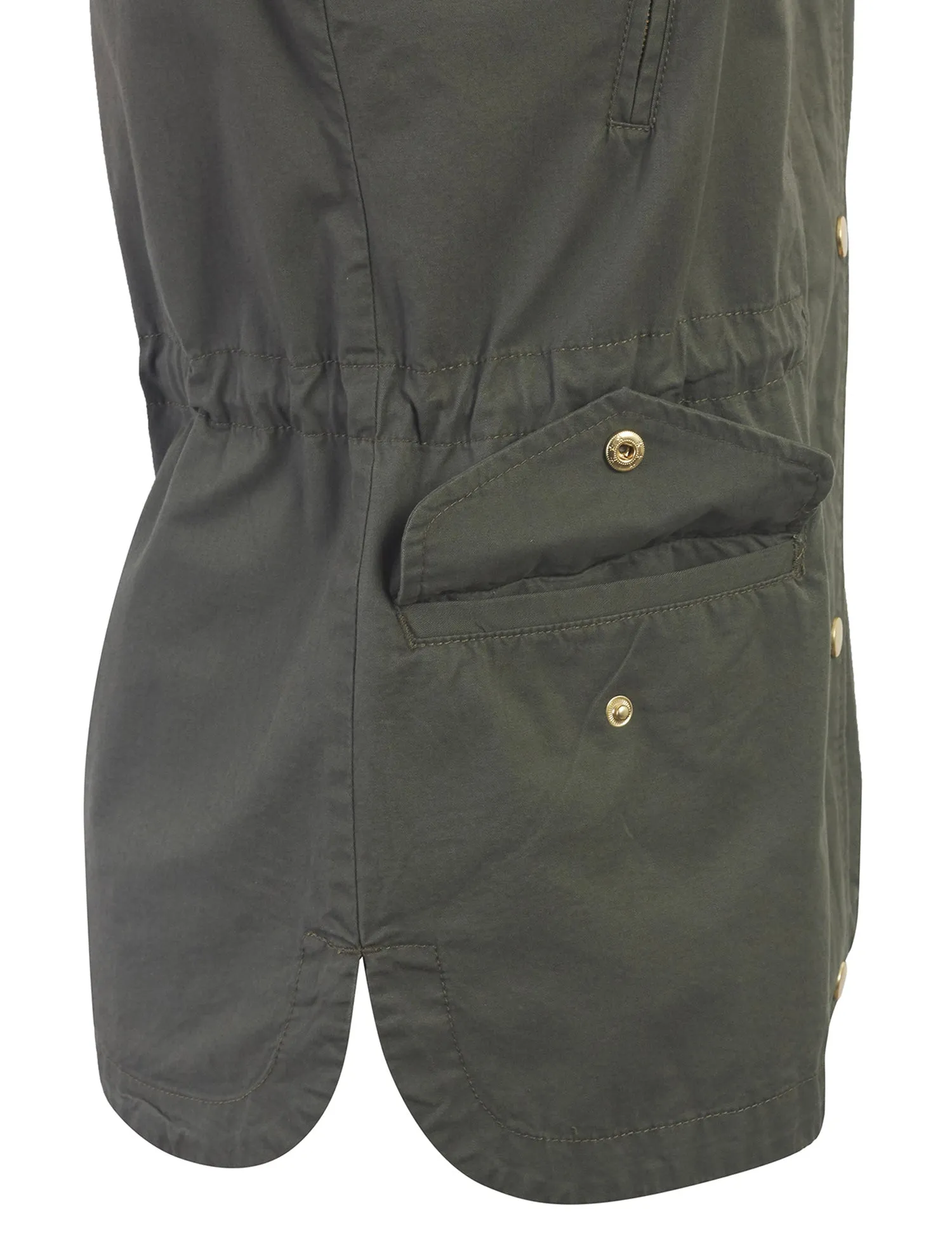 Womens Zip Up Military Anorak Safari Jacket with Hoodie