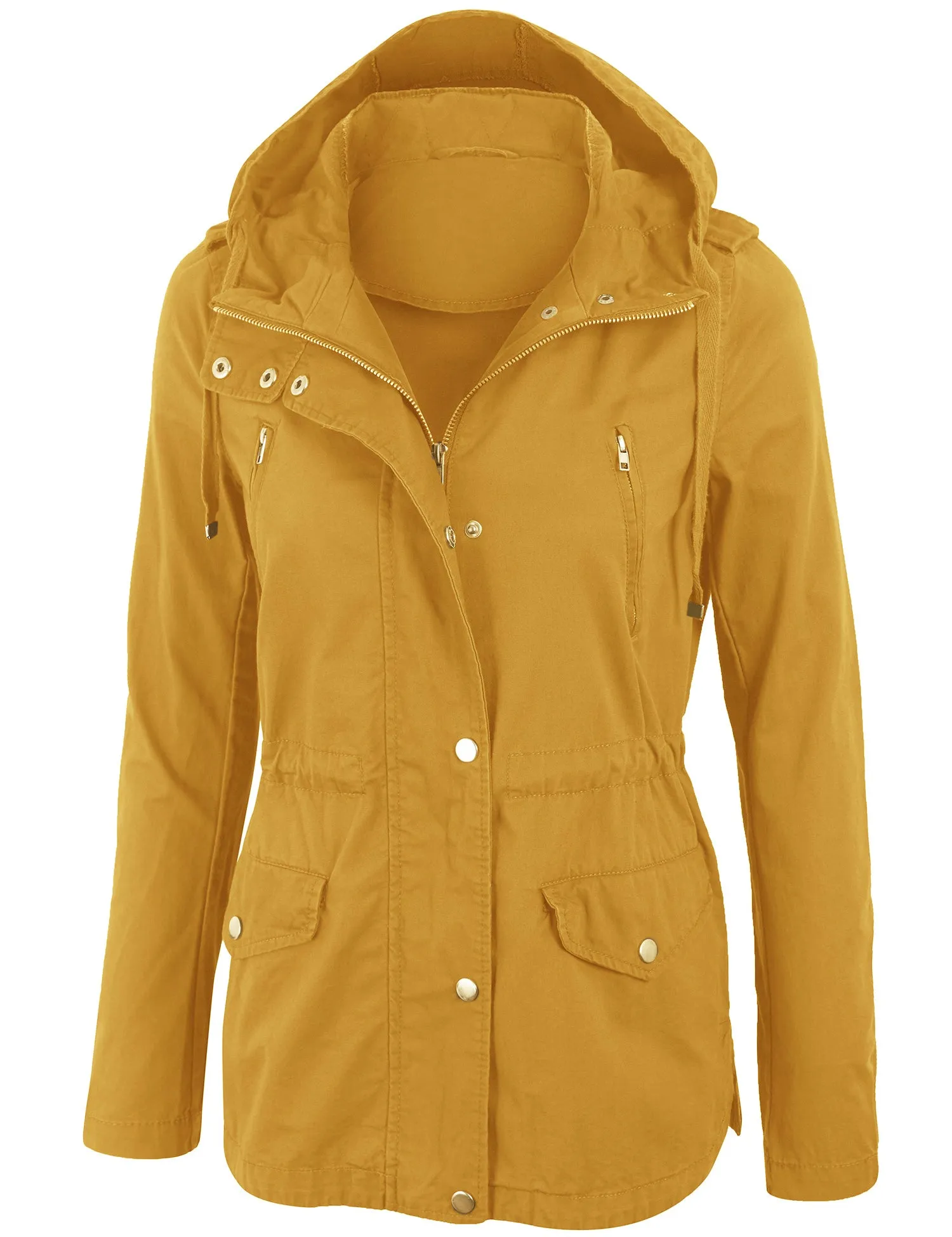 Womens Zip Up Military Anorak Safari Jacket with Hoodie