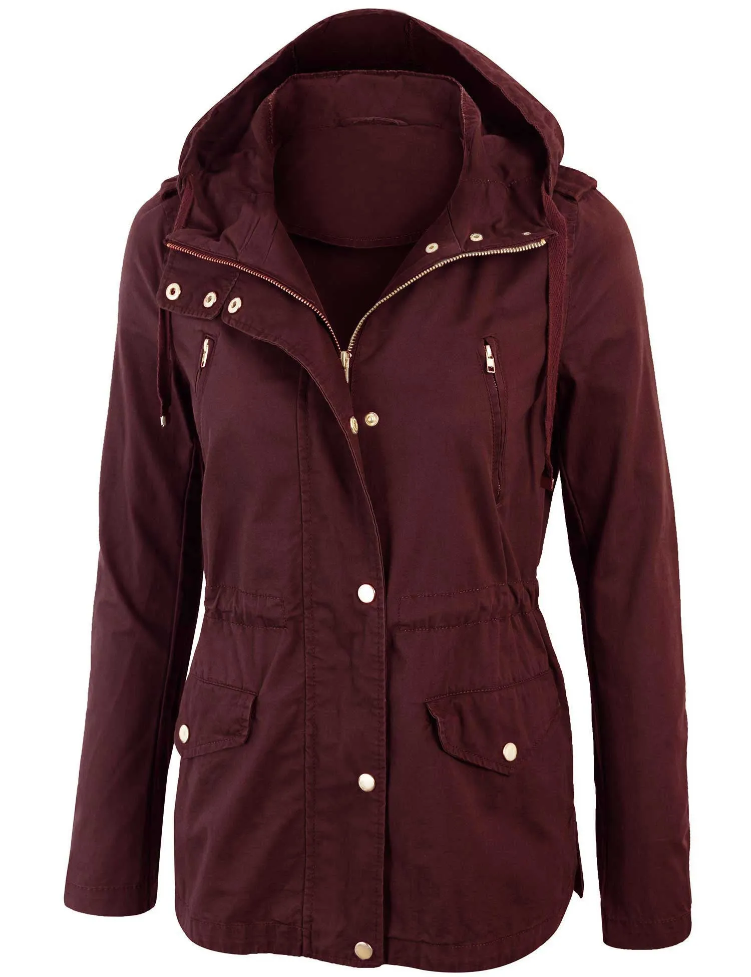 Womens Zip Up Military Anorak Safari Jacket with Hoodie