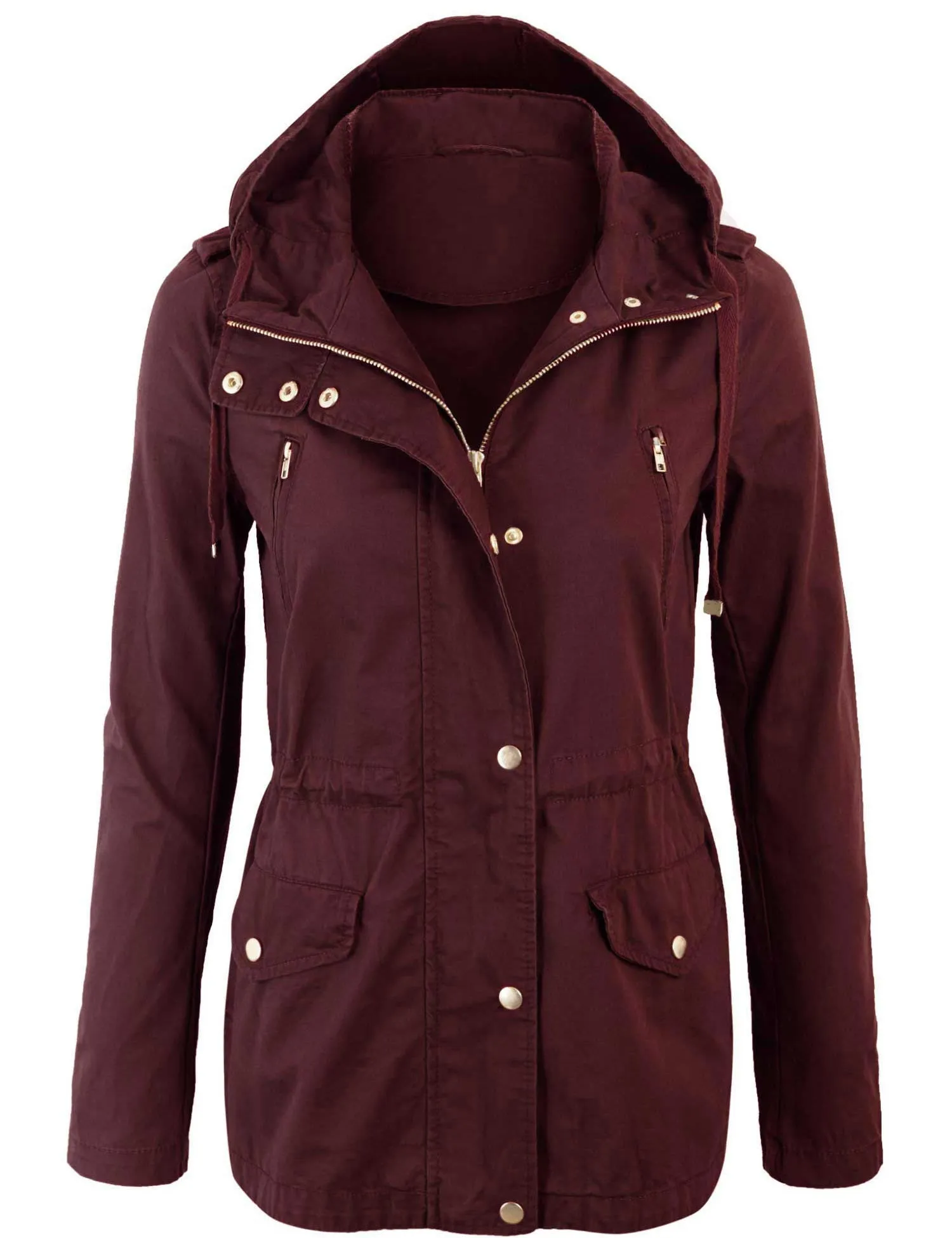 Womens Zip Up Military Anorak Safari Jacket with Hoodie