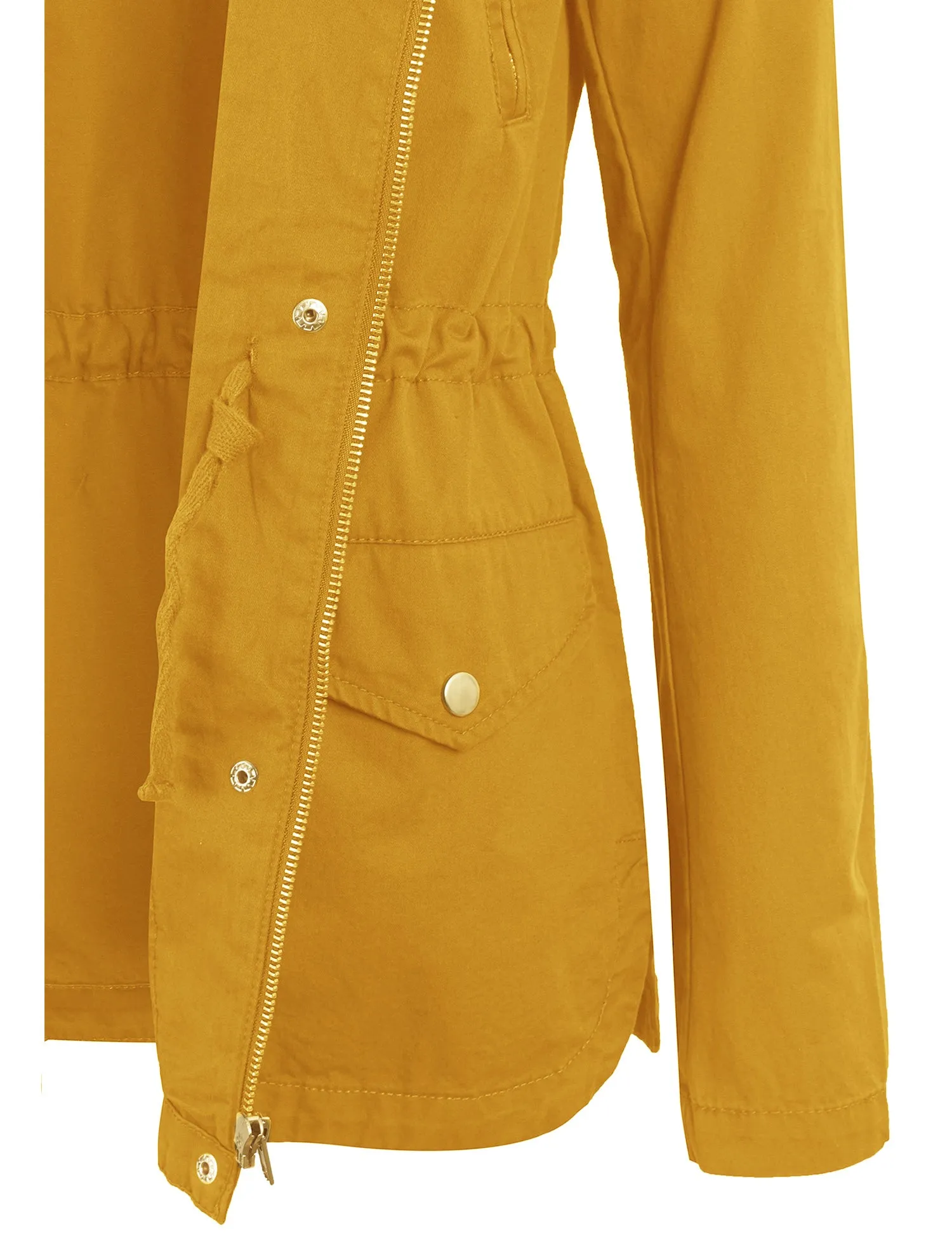 Womens Zip Up Military Anorak Safari Jacket with Hoodie