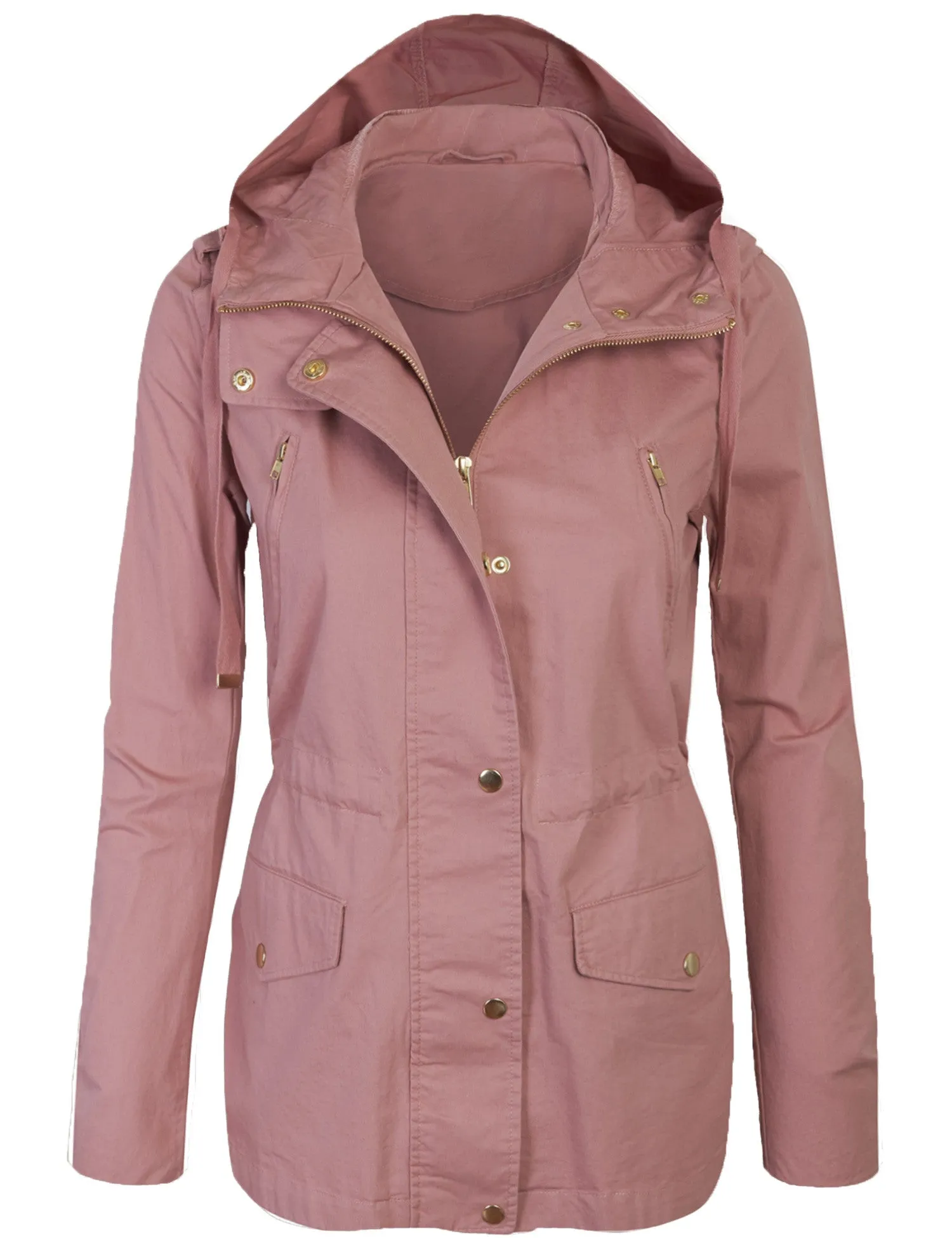 Womens Zip Up Military Anorak Safari Jacket with Hoodie