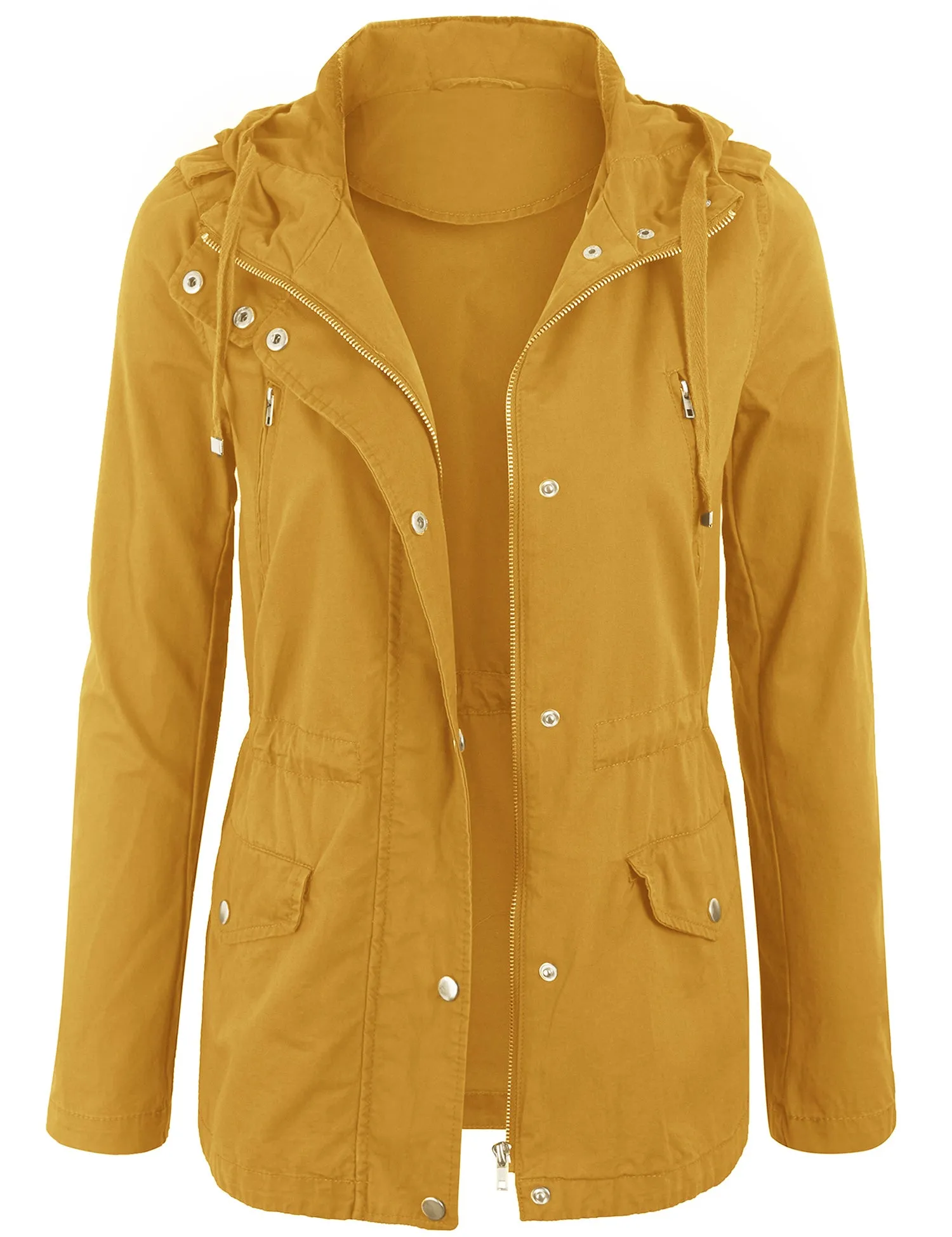 Womens Zip Up Military Anorak Safari Jacket with Hoodie