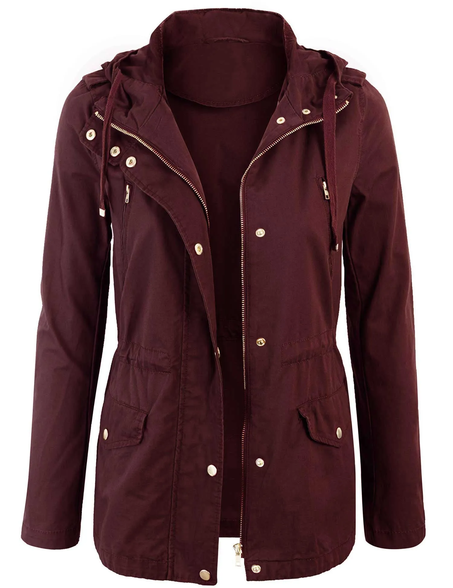 Womens Zip Up Military Anorak Safari Jacket with Hoodie