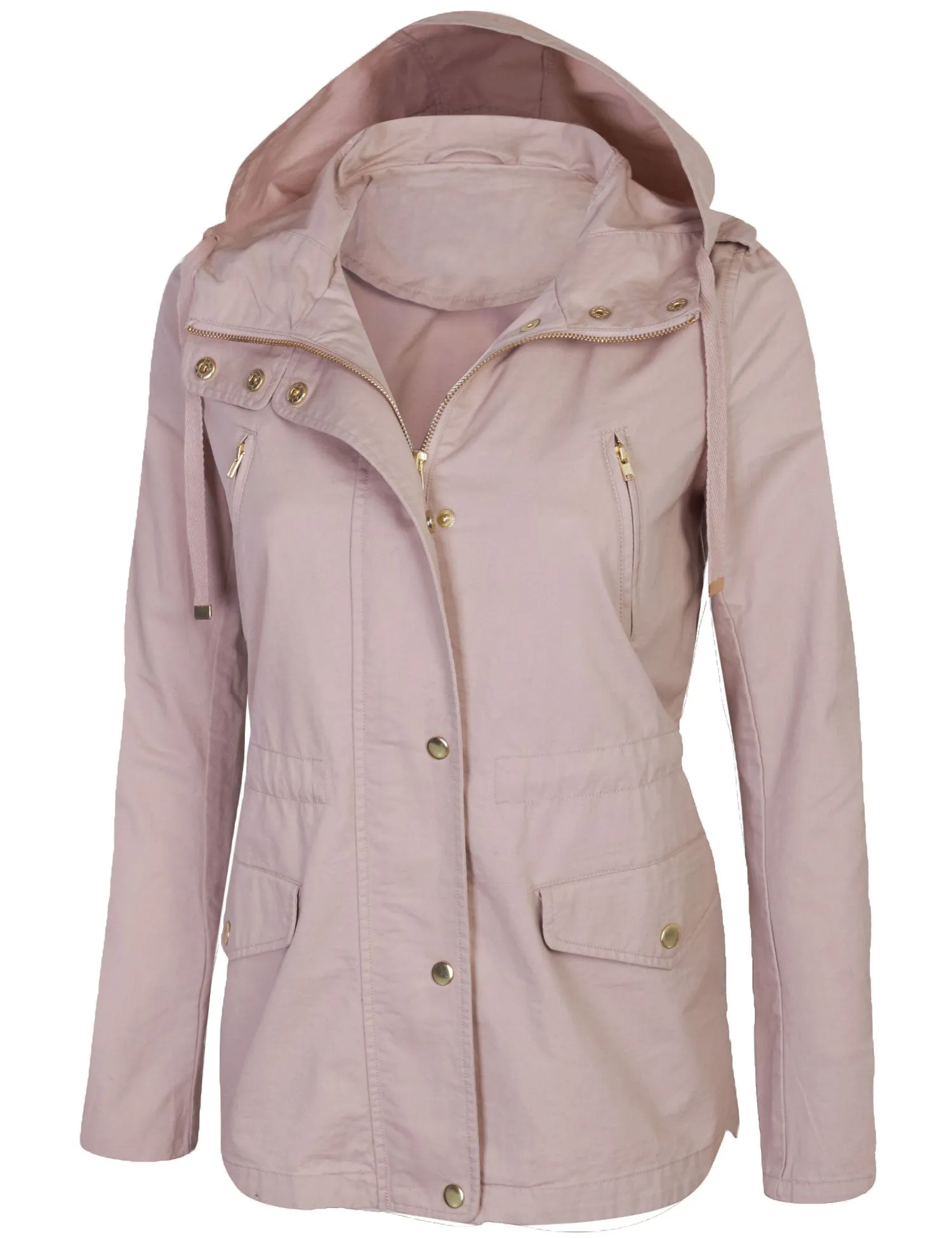 Womens Zip Up Military Anorak Safari Jacket with Hoodie