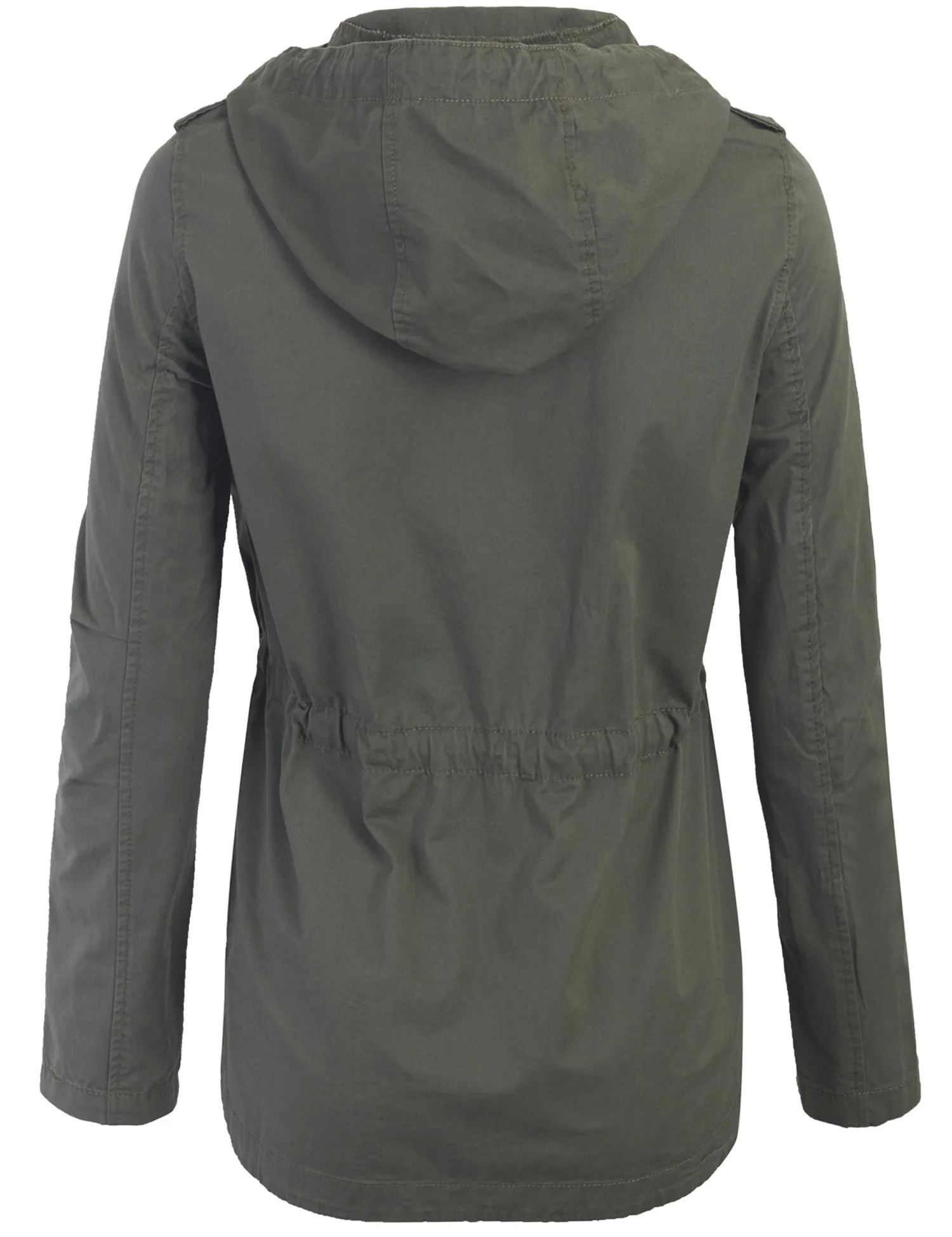 Womens Zip Up Military Anorak Safari Jacket with Hoodie